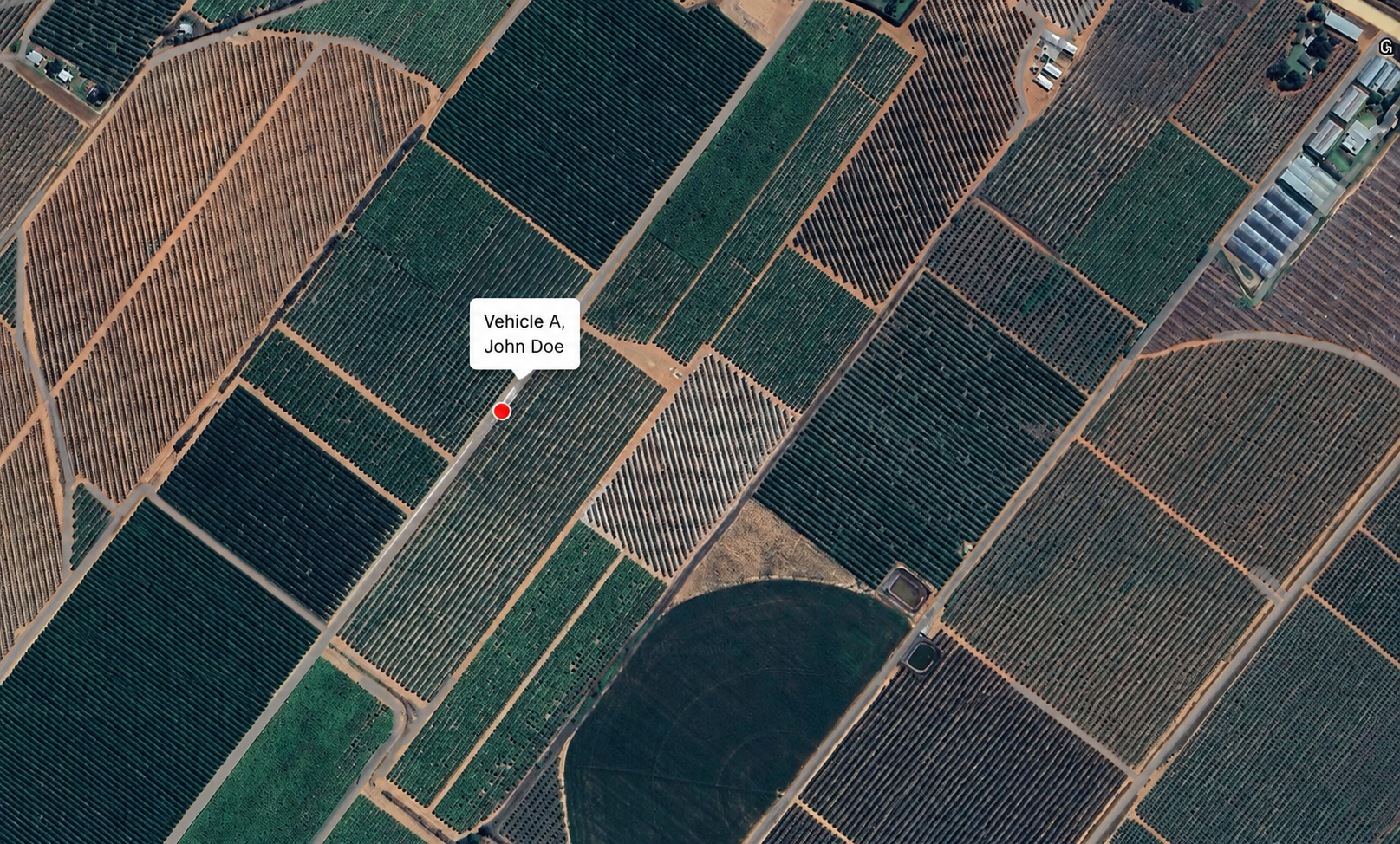 Vehicle tracking map with live location popup